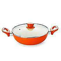 Nirlon Ceramic Non Stick Induction Aluminium Kadhai, 2.25 litres, Orange