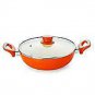 Nirlon Ceramic Non Stick Induction Aluminium Kadhai, 2.25 litres, Orange