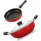 Nirlon Non Stick Aluminium Dishwasher Safe Fry Pan and Deep Kadhai Combo Cookwar