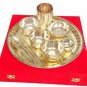 Brass Dinner Set of 9 Pieces for Restaurant Home Hotel including Thali Bowl Glas