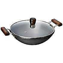 Solimo Hard Anodized Kadhai with Glass Lid,  26 cm (Induction Bottom)