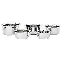 Solimo Stainless Steel Tope Set (5 Pieces - 420 ml, 550 ml, 840 ml, 1150 ml and