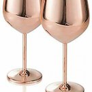 Style OK Stainless Steel and Copper Finish Stemmed Wine Glasses, Shatter Proof C