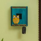 My sweet home, Exclusive Lane Blue and Yellow Handcrafted Owl Decorative Pine wo