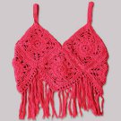 Red Handmade Crochet Spaghetti Fringes Top ( Sizes - 1.5-2 , 2-3 , 3-4 , 4-5 )