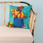 Chumbak Blue and Orange Single Flower Vendor Square Cushion Cover(Polyester)