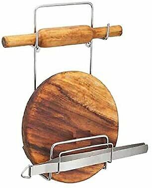 Daintree Stainless Steel Rolling Board and Pin Holder , Chakla Belan Stand for K