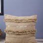 Eyda Beige Self Design Fringed Square Cushion Cover(Cotton,18"x18")