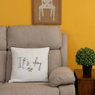 Bandbox White and Black Single Embroidered Square Cushion Cover(Cotton,16"x16")