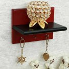 Home Sparkle Black and Red MDF Wall Shelf with key holders get fast through DHL