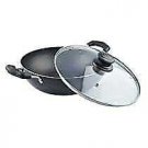 Nirlon Induction Non Stick Cookware Deep Kadhai with Glass Lid Black (Aluminium,