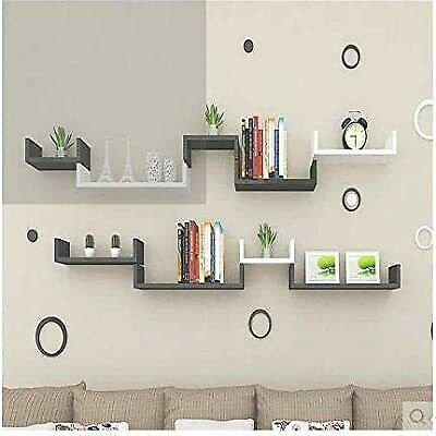 Style OK Wall Rack Shelves Set of 9 Shelves Black and White (4x16x4)(4x12x4)(4x8