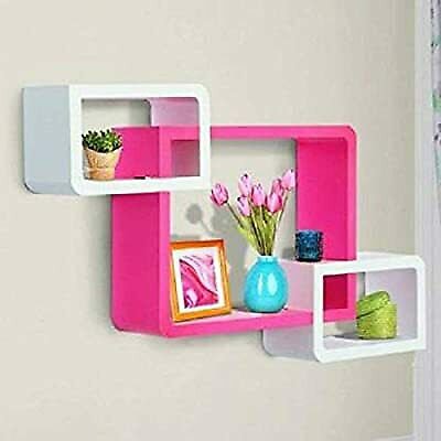 Style OK Intersecting Wall Shelf Pink and White