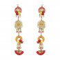 Embroidered Fabric Patch on Gota Ring Shubh Labh pair