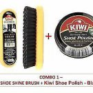 KIWI BLACK SHOE POLISH CREAM, SHINE BRUSH COMBO Fast Shipping WORLDWIDE