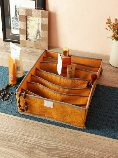 Multiple sections to store, Cortina Unisex Orange Checked Make up organizer get