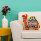 Chumbak Multicoloured Polyester 14.5"x13.8"Camel Shaped Printed Cushion
