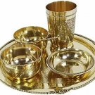 Style OK Brass Thali Set Luxury Spoon Restaurant Ware / Home /Hotel (Golden) 6 P