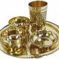 Style OK Brass Thali Set Luxury Spoon Restaurant Ware / Home /Hotel (Golden) 6 P