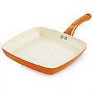 Nirlon Ceramic Aluminium Non Stick Non Induction Grill Pan, Orange