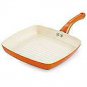 Nirlon Ceramic Aluminium Non Stick Non Induction Grill Pan, Orange