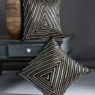 Alina Decor Black Set of 2 Solid Square Cushio Covers(Polyester)