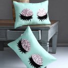 Alina Decor Sea Green and Silver Toned Set of 2 Abstract Rectangle Cushion cover