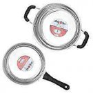 Axiom Stainless Steel Induction Cookware Combo of Fry pan 1100 ml and Kadai 2100