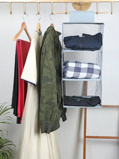 My Gift Booth Grey Solid Foldable Mesh Wardrobe Organizer get within 7 days