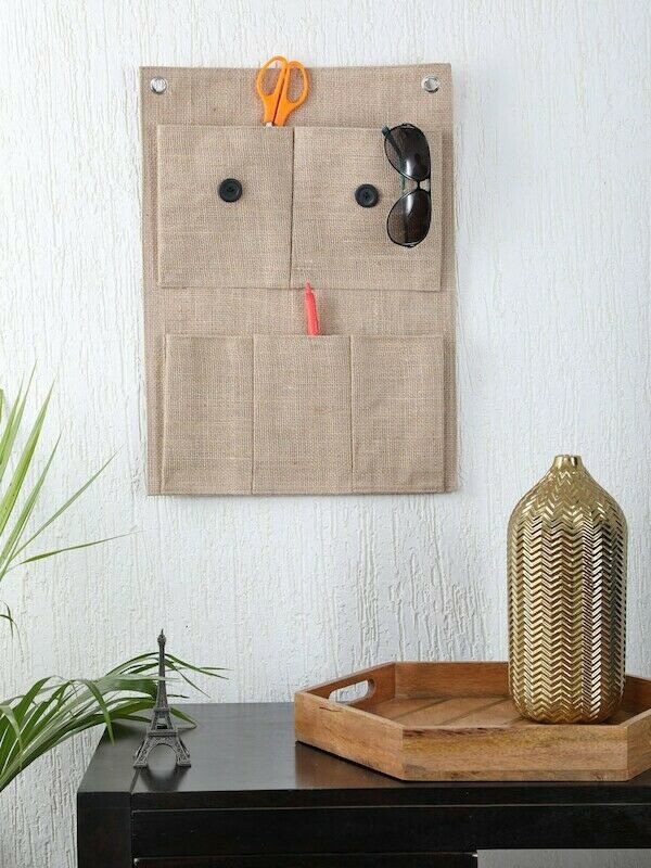 My Gift Booth Beige Solid Multi Utility Wall Hanging Organizer
