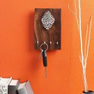 Lively home, VarEesha Brown Wooden key holder with 4 hooks and Handmade Pattern
