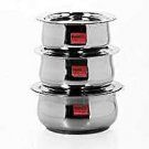 Sumeet Stainless Steel Cookware Set with Lid, 1.1 L, 1.6 L, 2.1 L (3 Pieces)  St