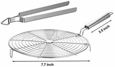 Samudratanaya Export Multi Purpose Round Roti Jari with Chimta Tong, 10",Silver