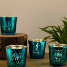 Christmas, Eid, Diwali festive mood, Set of 4 Blue and Mercury Silver T - Light