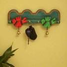 Happy homes, Exclusive Lane Teal blue Wooden key holder, handmade in Pine Wood,