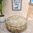 Tistabene Grey and Orange Velvet Floral Printed Round Floor Cushion(Cotton)