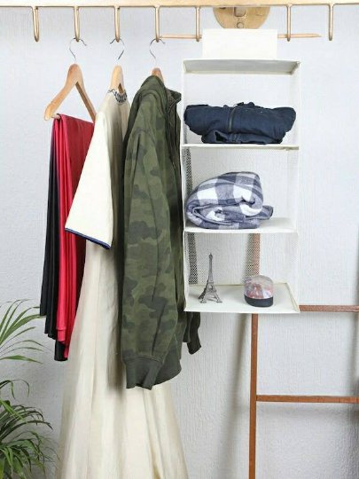 Cream coloured Solid Foldable Mesh Wardrobe Organizer get within 7 days