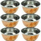 6 Pc Stainless Steel Copper Serving Bowl Katori Tableware Dinner Kitchen Utensil