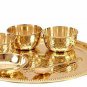 Hammered Brass Thali Set of 7 Pcs Including 3 Bowls, 1 Glass, 1 Plate, 1 Dinner