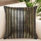 Nisrag Home Black and Gold Toned Single Geometric Square Cushion Cover