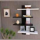 Style OK Four Shelves Floating Wall Rack Shelves Black and White (5 x 24 x 24)MD