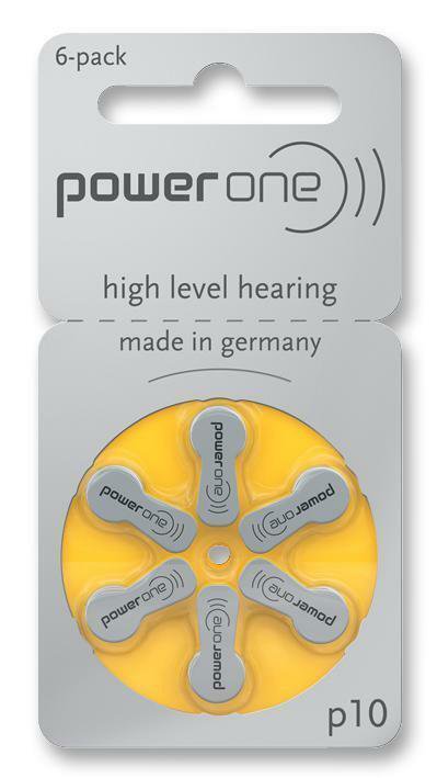 6 &Atilde;� Power One Hearing Aid Batteries SIZE P 10 Free Shipping
