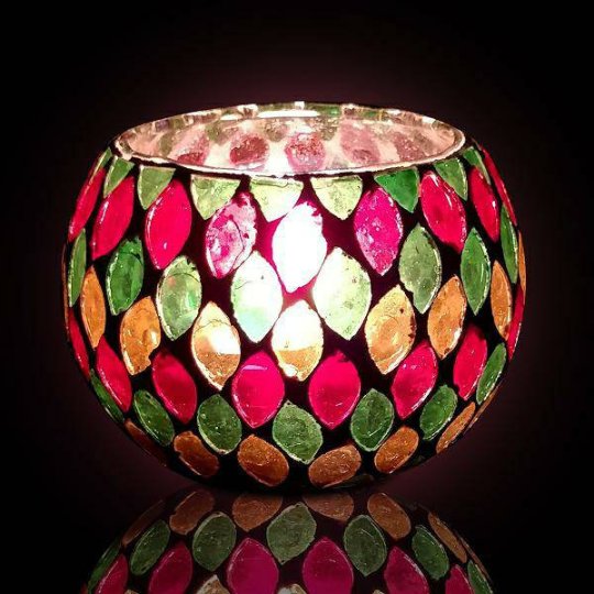 Multicoloured Tea Light Candle Holder ( Set of 1 )