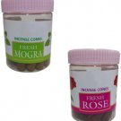 (Set Of 2)  F Mogra And Rose Fragrance (125 Gram Jar/Box) Premium Scented  Dhoop Cone/Batti