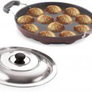Non-Stick 12 Cavity Appam Maker Paddu Paniyarakkal Patra Pan with Lid  (Aluminium, Non-stick)