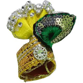 Beautiful Small Yellow Pagdi for Laddu Gopal Idol/Statue Shringaar Other Gods