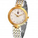 SM LADIES STONE EMBEDDED TWO TONE GOLD WATCH WITH MESH METAL STRAP