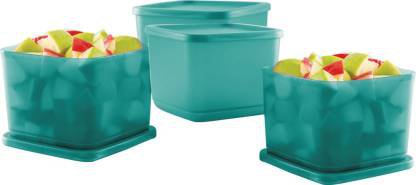 TUPPERWARE Cubix Large - 1 L Plastic Fridge Container (Pack of 4, Green)