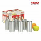 Vinod Fusion Stainless Steel Drink ware Tumbler 6 Glasses in one Box 400 ml