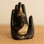 Handcrafted Palm Buddha Polyresin Showpiece (12.5 cm x 7.5 cm x 17.5 cm, Black)